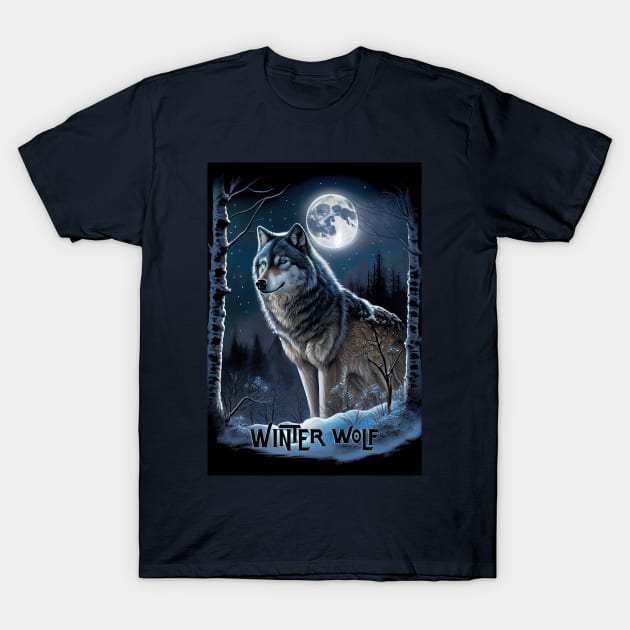 Winter Wolf oil paint T-Shirt by ABART BY ALEXST 